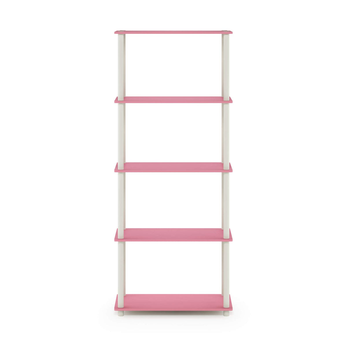 Furinno TURN-N-TUBE Storage Shelves, 5-Tier Book Shelf, Corner Shelf, Toolless Open Shelves, for