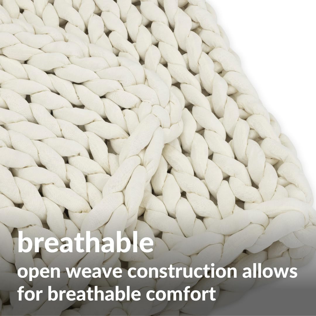 Nuzzie Chunky Knit Blanket - Breathable, Cooling, Hand Made Knit Throw Blanket for Sleep - Machine
