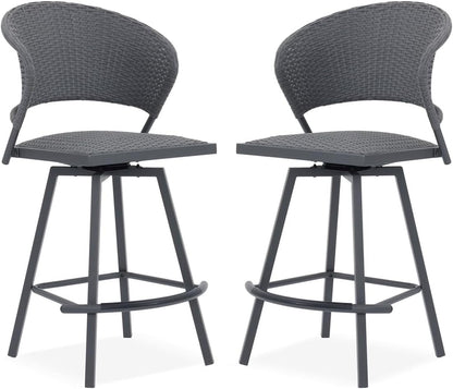 VICLLAX Patio Bar Stool Chairs with Footrests and Padded Seat, Bar Height Swivel Patio Chairs Set