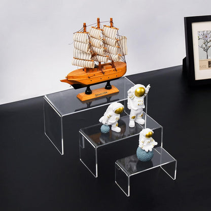 HIIMIEI Acrylic Risers for Display Clear 3-Tier Risers Stands Showcase for Amiibo Funko Pop