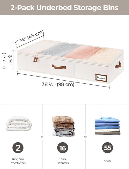 StorageWorks Extra Large Under Bed Storage Containers with Handles and Label Holder, 2 Pack