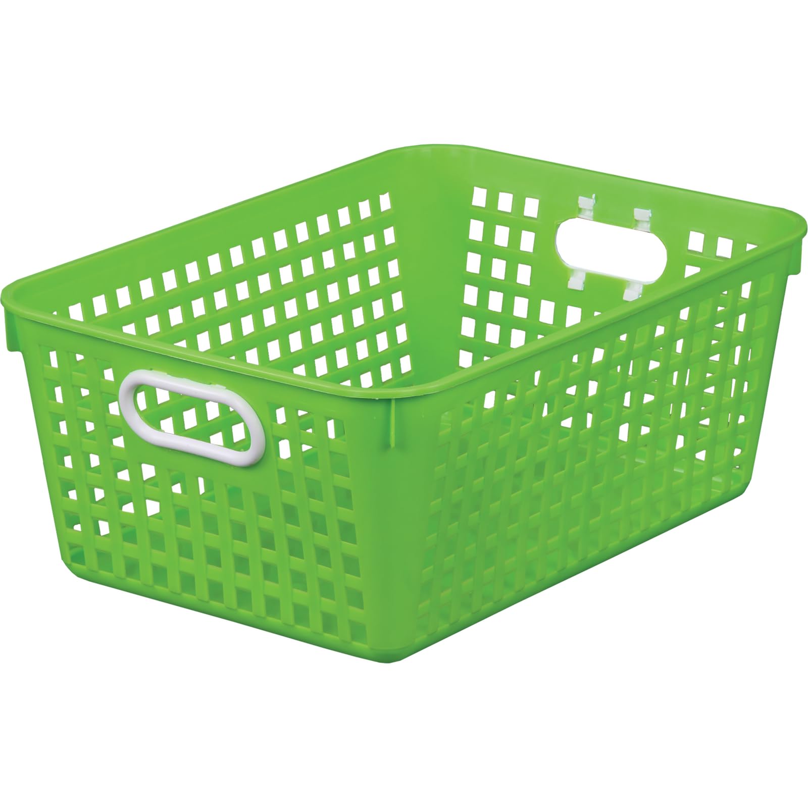 Really Good Stuff Large Plastic Neon Green Book Basket, 13.25" x 10" x 5.5"