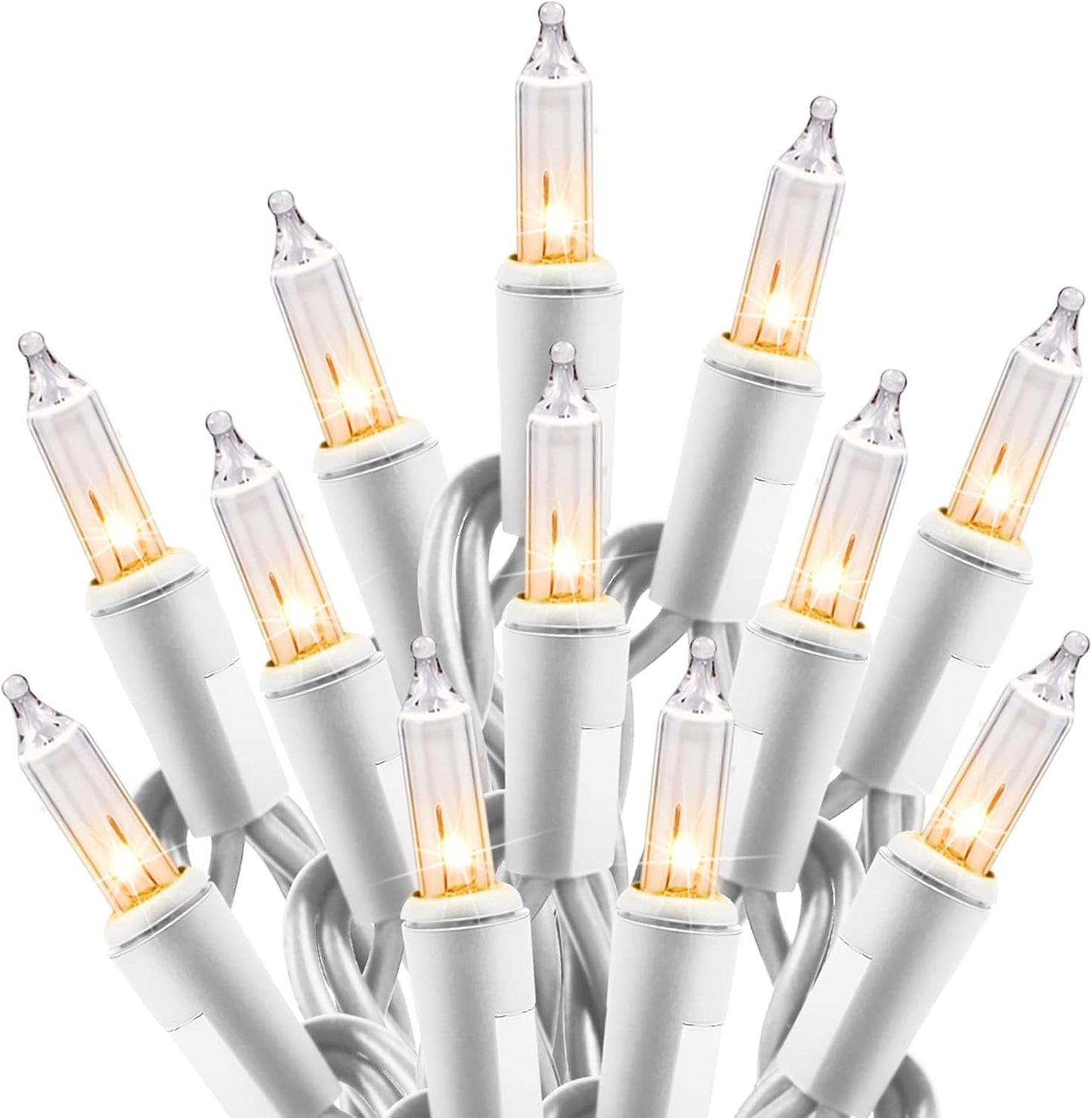 Clear Christmas Lights Set 100 Count 25 Feet Incandescent Bulb Mini String Lights for Indoor