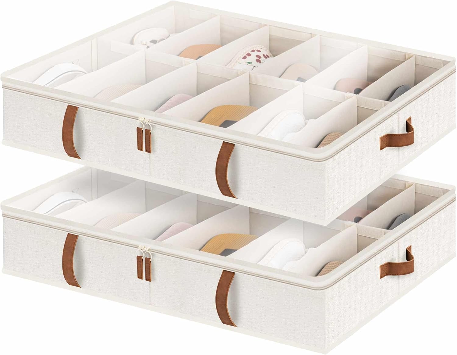 StorageWorks Shoe Organizer Under Bed for Closet, 2-Pack Ultra-thick Fabric Shoe Storage Containers