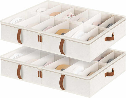 StorageWorks Shoe Organizer Under Bed for Closet, 2-Pack Ultra-thick Fabric Shoe Storage Containers