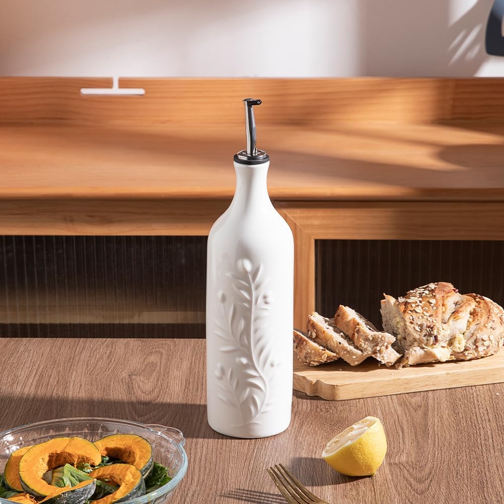 Sweejar Large Olive Oil Dispenser Bottle with Spout, 24 Oz Ceramic Oil Dispenser for Kitchen