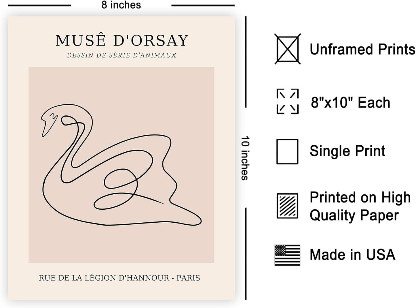 Poster Master Vintage Poster - Retro One Line Swan Drawing Print - Swan Art - Bird Art - Minimal
