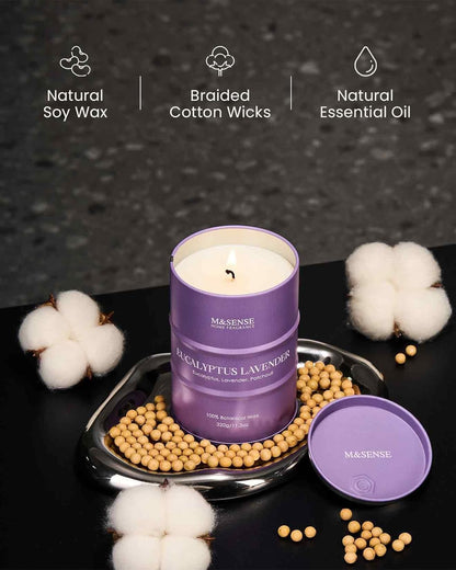 M&SENSE Eucalyptus Lavender Scented Candles Natural Non Toxic, Aromatherapy Candle for Stress