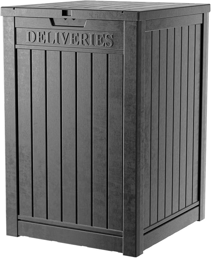 DRATO 48 Gallon Package Delivery Box, Large Lockable Storage Box, Double-Wall Resin Outdoor Package