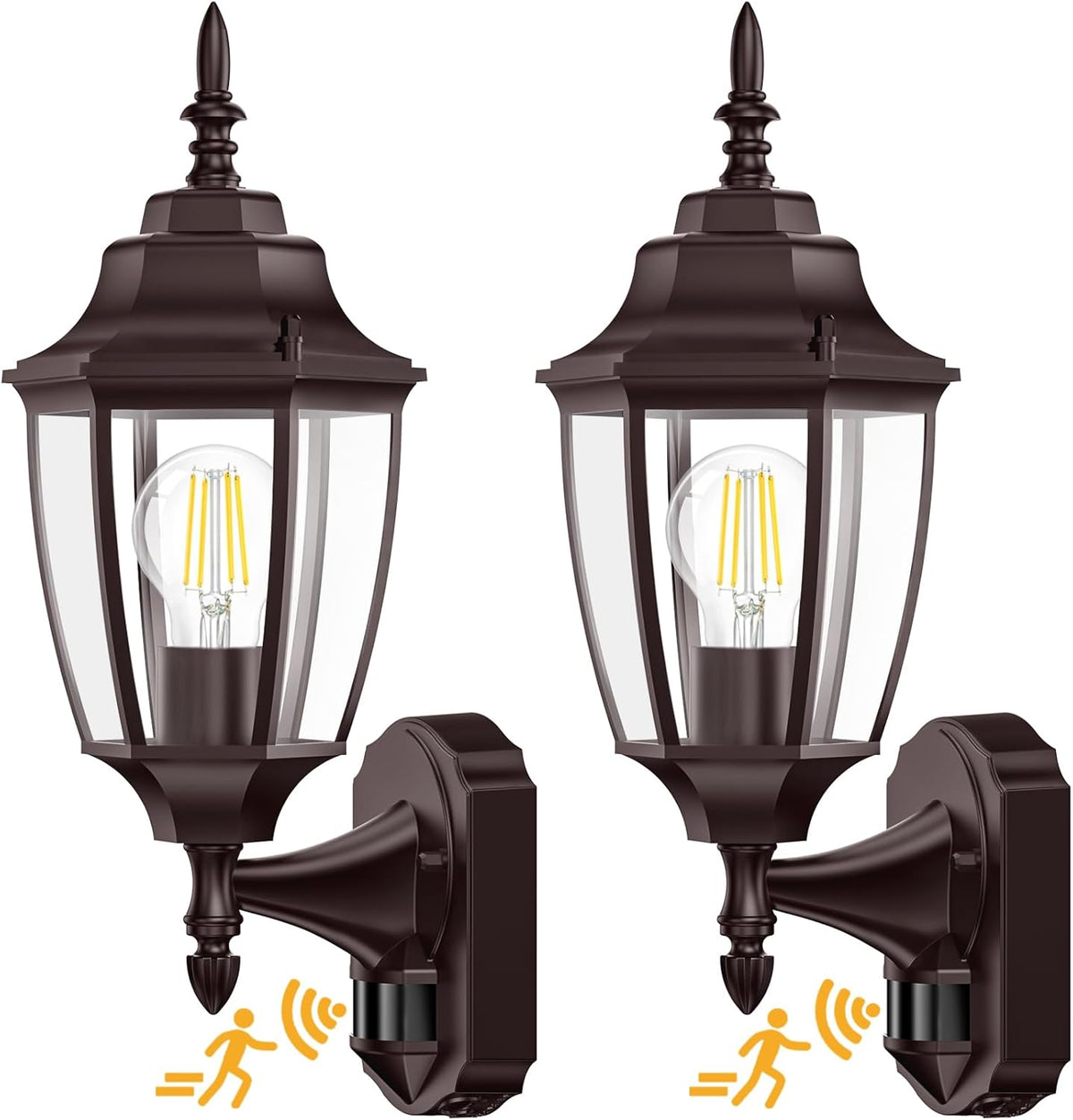 Lamomo Outdoor Wall Sconce, 2 Pack Dusk to Dawn Motion Sensor Bronze Outdoor Light Fixtures Wall