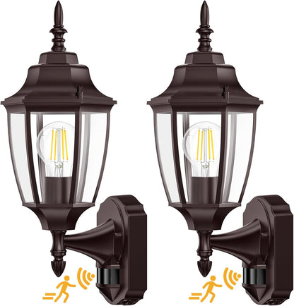 Lamomo Outdoor Wall Sconce, 2 Pack Dusk to Dawn Motion Sensor Bronze Outdoor Light Fixtures Wall