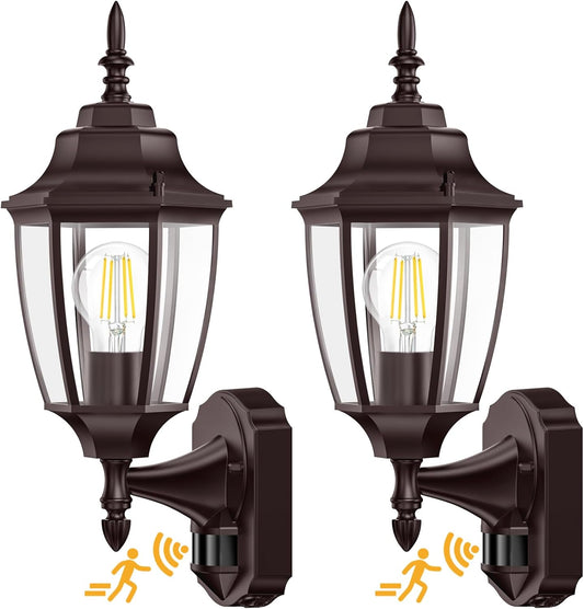 Lamomo Outdoor Wall Sconce, 2 Pack Dusk to Dawn Motion Sensor Bronze Outdoor Light Fixtures Wall