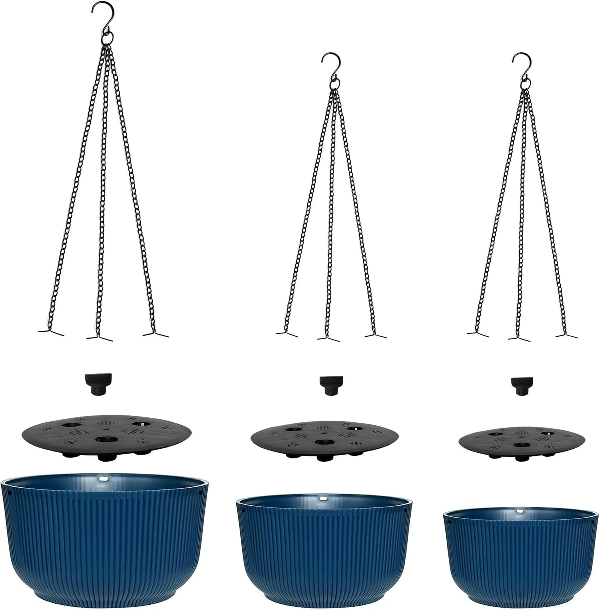 Hanging Planters 9/10/11 Inch for Indoor Plants, 3 Pack Plant Hanger Outdoor with Drainage Holes