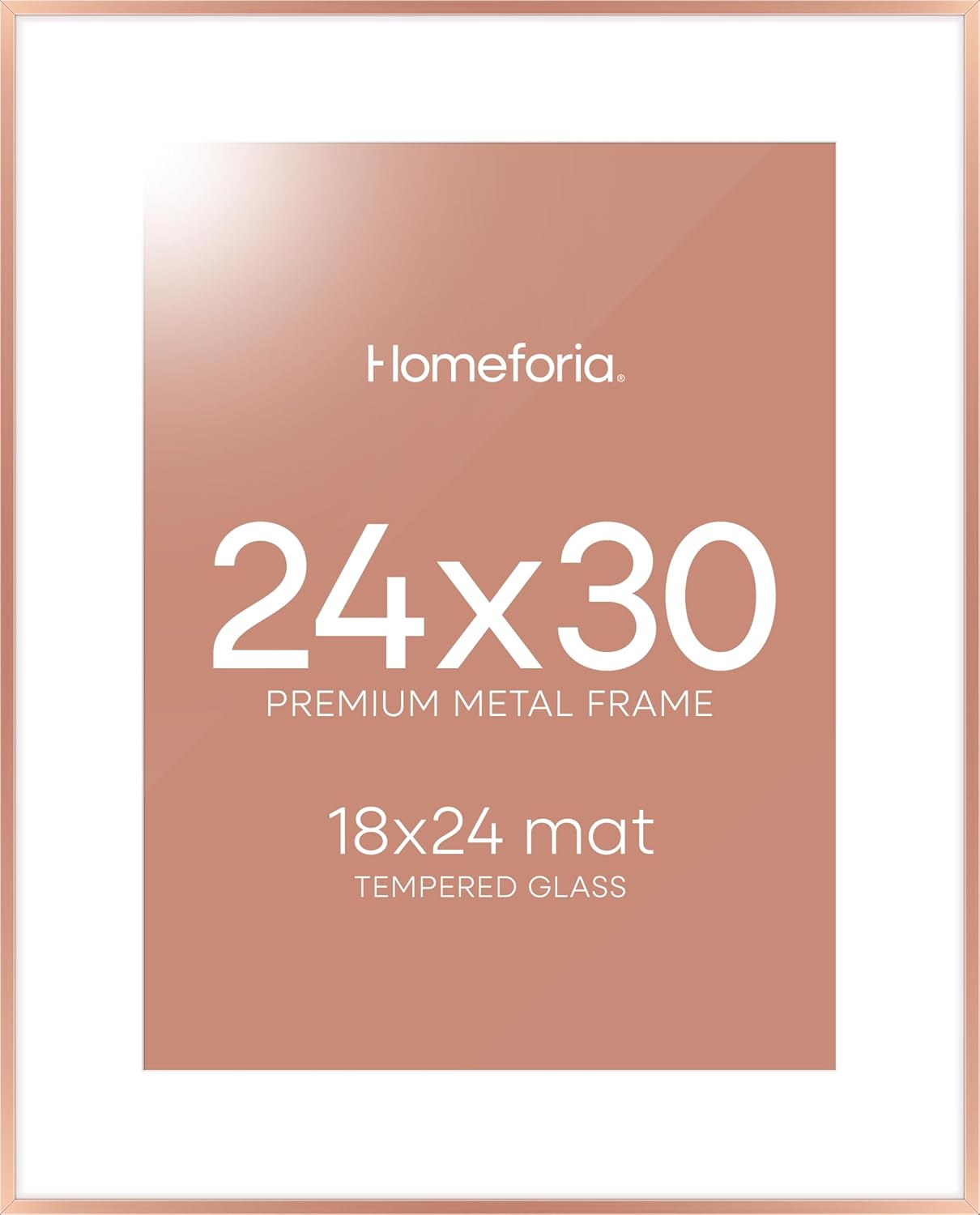 Homeforia 24x30 Frame Rose Gold, High End Metal 24x30 Picture Frames with Mat 18x24 inch Photo, 24
