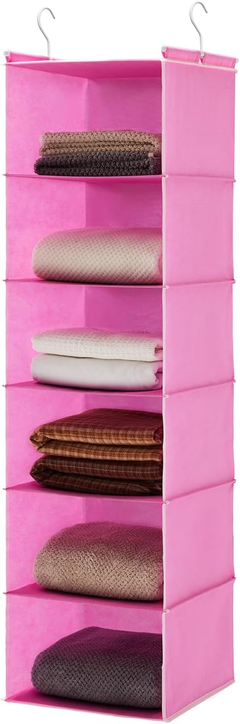 MAX Houser 6-Shelf Hanging Closet Organizer, Hanging Storage Shelves with 2 Sturdy Hooks