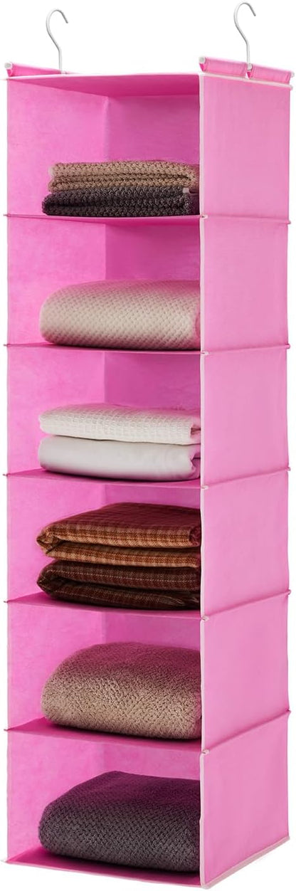 MAX Houser 6-Shelf Hanging Closet Organizer, Hanging Storage Shelves with 2 Sturdy Hooks