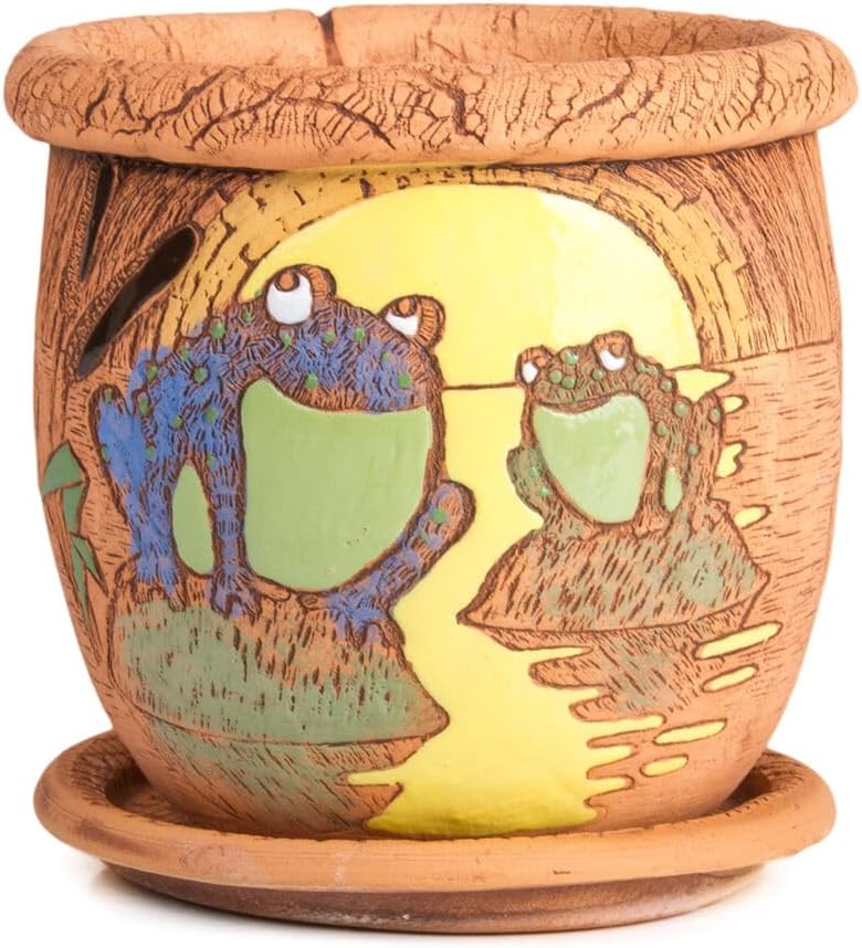 Ceramic Pot with Drainage Hole and Saucer, Plant Pots, Modern Decorative Planters for House Plants