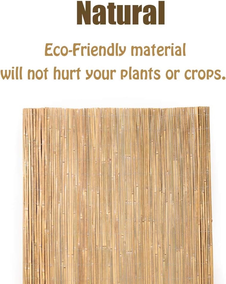 Mininfa Natural Bamboo Slat Screening, Eco-Friendly Privacy Slat Fence, Bamboo Screen Panel Roll