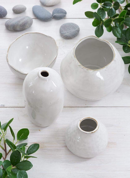 Serene Spaces Living Glazed Ceramic Fishbowl Vase, Set of 4- Centerpiece for Vintage Weddings