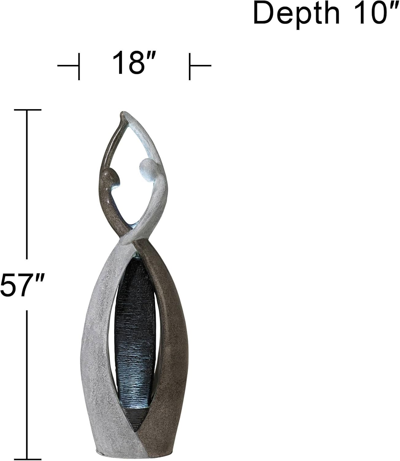 Dancing Couple 57" High Large Modern Indoor Outdoor Decor Faux Stone Floor Fountain with Light LED