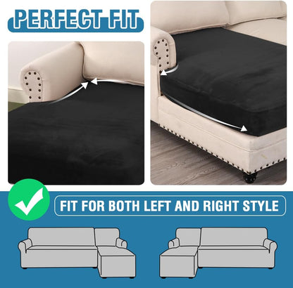 H.VERSAILTEX Velvet Stretch Individual Chaise Cover Sectional Couch Covers for L Shaped Sofa Both