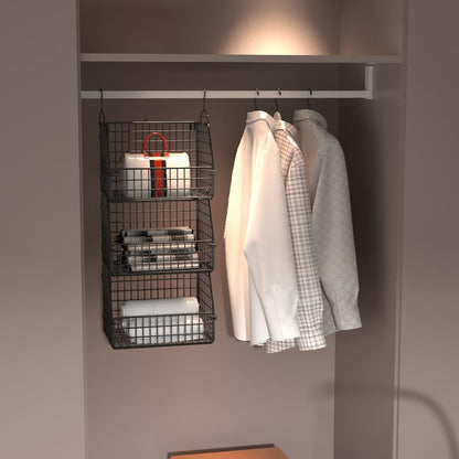 Stackable Wire Storage Baskets for Kitchen Closet Pantry, Hanging Closet Organizers Storage Shelves