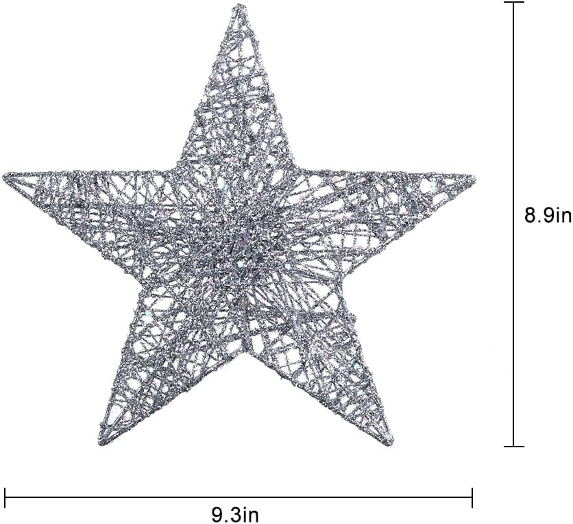 Christmas Tree Topper, hogardeck Sliver 5-Pointed Star Tree Topper for Christmas Decor, Tree