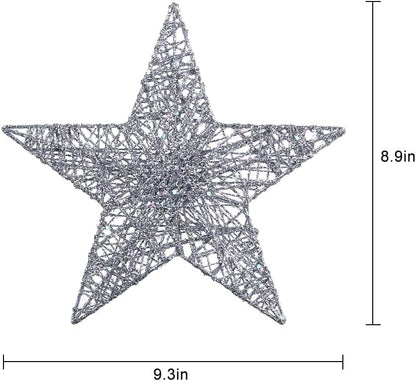 Christmas Tree Topper, hogardeck Sliver 5-Pointed Star Tree Topper for Christmas Decor, Tree