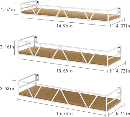 Floating Shelves Set of 3, Home Wood Wall Shelf, Farmhouse Shelf for Bedroom, Wall Mounted Floating
