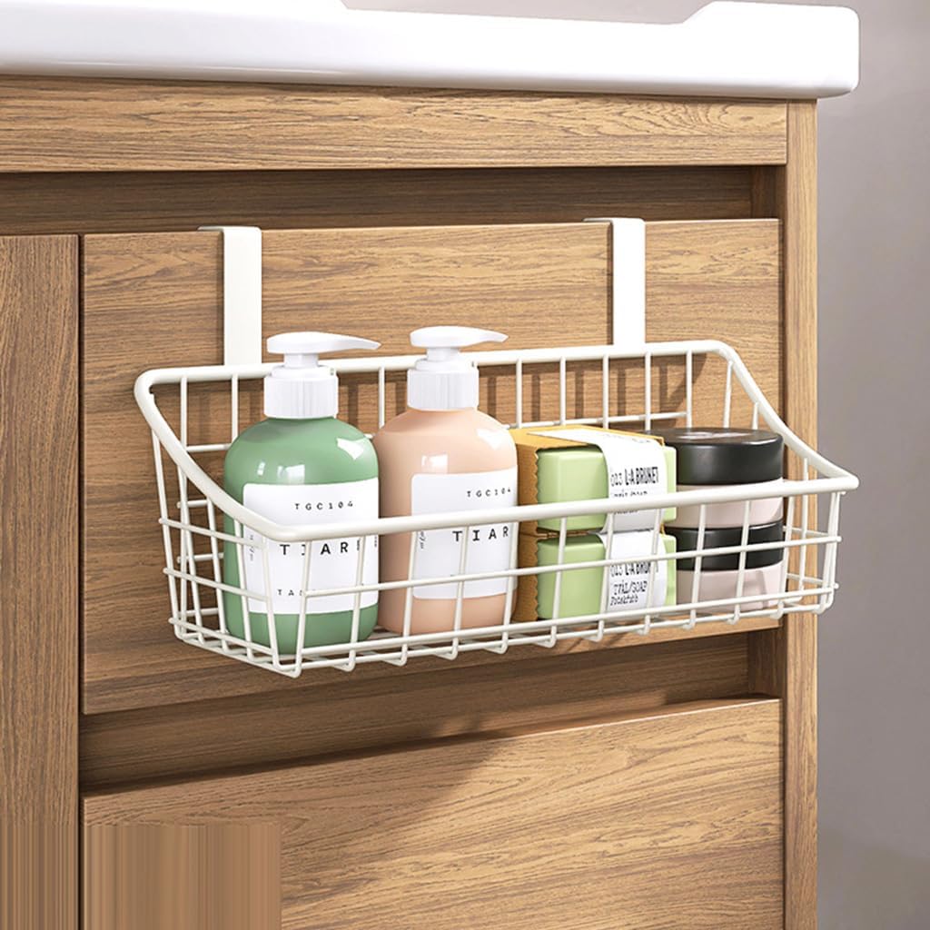 LeleCAT Over Cabinet Door Basket with hook Grid Storage Basket, Kitchen Storage Organizer,Over