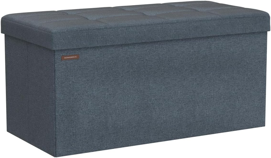 SONGMICS Mazie Collection - 30 Inches Folding Storage Ottoman Bench, Ottoman Foot Rest, End of Bed