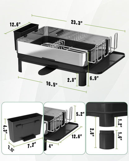 BOOSINY Stainless Steel Dish Drying Rack, Dish Racks for Kitchen Counter, Rust Proof Dish Drainer