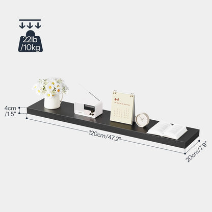 HOOBRO Floating Shelves for Wall, Wall Mounted Shelf Set of 2, 47.2" Hanging Shelf with Invisible