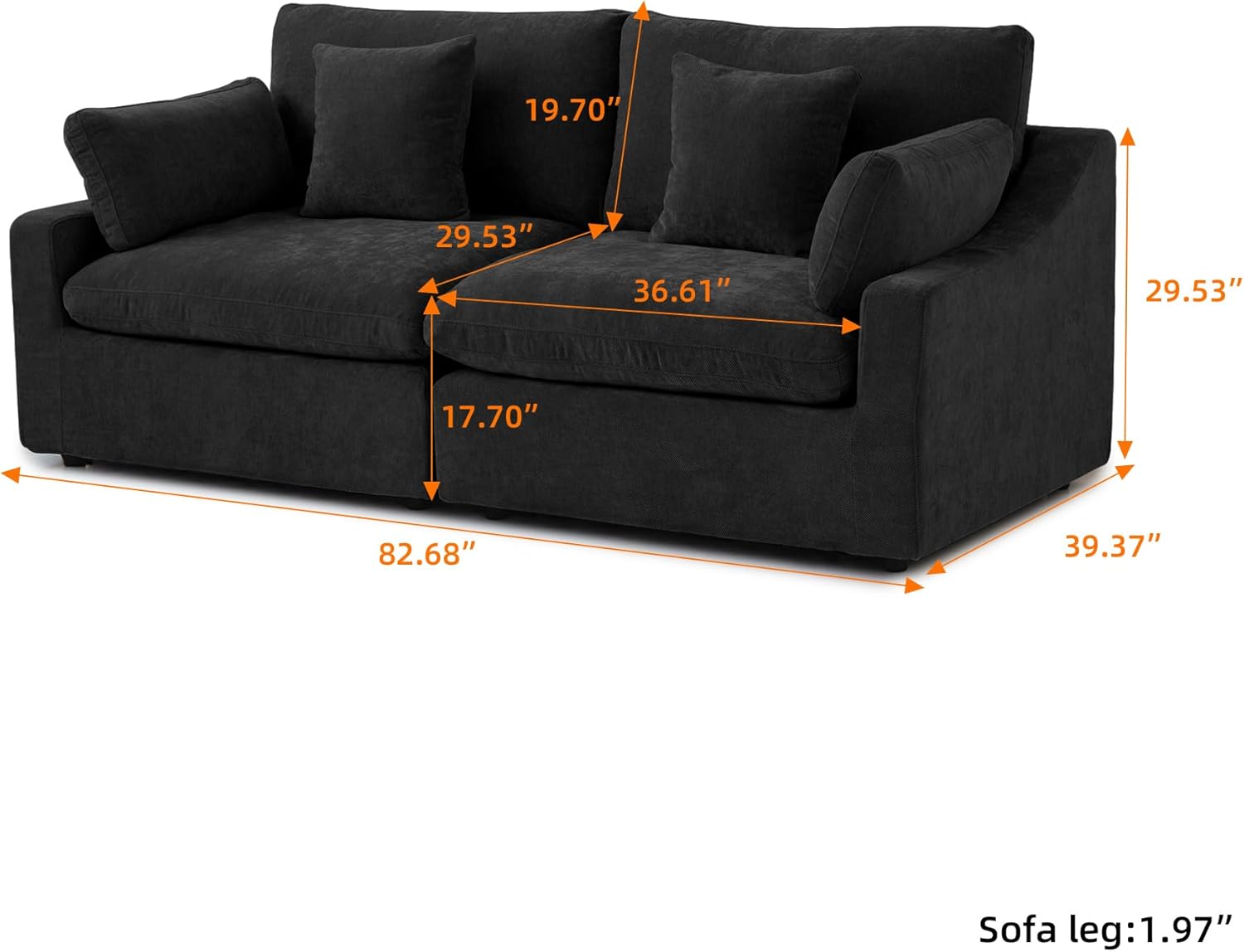 JACH Sectional Couches for Living Room, Cloud Sectional Couch with Deep Seat, Down Filled Modular