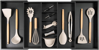 Adjustable Kitchen Drawer Organizer for Utensils and Junk, Food-Safe Contract Grade with 100%
