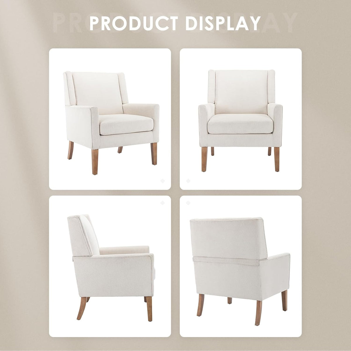 COLAMY Modern Wingback Living Room Chair Set of 2, Upholstered Fabric Accent Armchair, Single Sofa