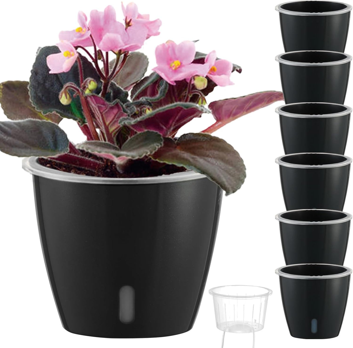 Self-Watering Pots for Indoor Plants, 6-Pack 6.7'' Self Watering Planter with Drainage Holes, Small