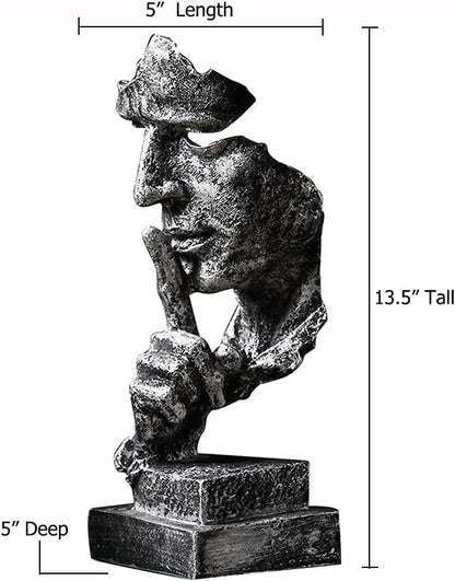 Silence is a Golden Statue Modern Mens Creative Office Home Room Decorations Sculpture Friends