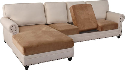 PrinceDeco Sectional Couch Covers 4 Pieces Couch Covers for Sofa Velvet Separate Couch Cover L