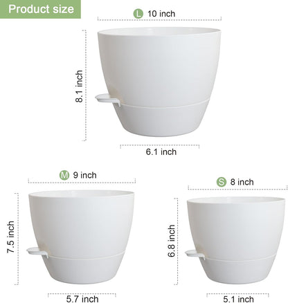 10/9/8 inch Medium Self Watering Pots, Plant Pots with Mesh Drainage Holes for Indoor Outdoor