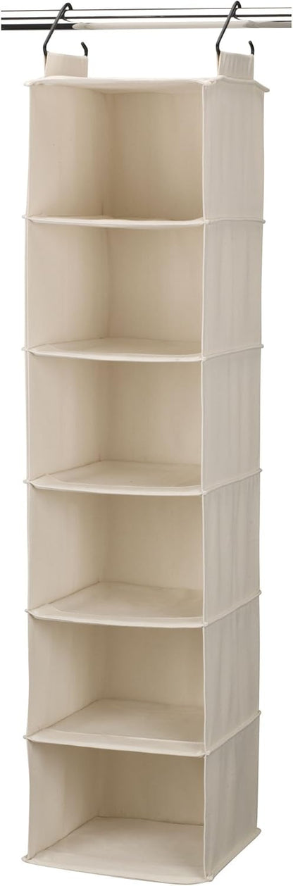 Household Essentials Cedarline 6-Shelf Hanging Closet Organizer, Heavy-Duty Cotton Canvas
