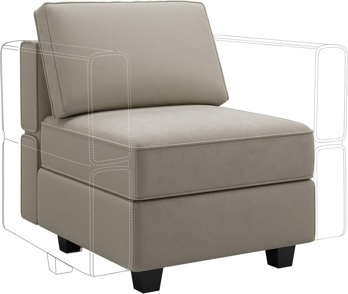 Belffin Modular Sofa Middle Module with Storage Accent Armless Chair for Modular Sectional Sofa
