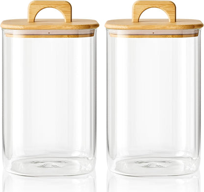 Sweejar 4 qt Large Jars with Bamboo Lids, 1 Gallon Glass Candy Jar with Lid, Sugar/Flour Storage