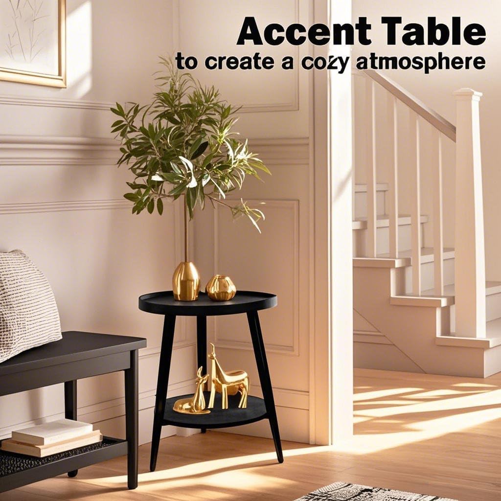 Small Round Side Table, 2-Tier Mid Century Modern Side Table, Round End Table Small Side Table for