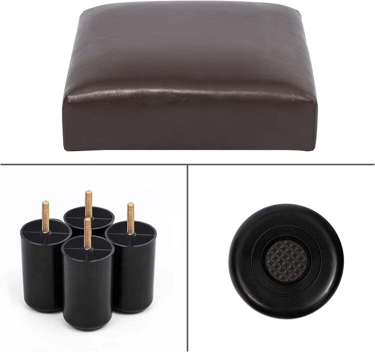 Joveco Small Foot Rest Stool Ottoman, 15" Leather Footrest Square Footstool with Non-Skid Plastic