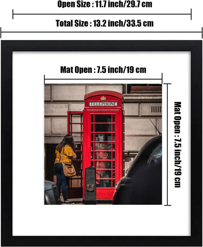 12x12 Picture Frame Set of 6, Display Pictures 8x8 with Mat or 12x12 Without Mat for Wall