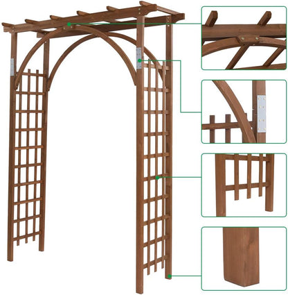 Outvita 7 Ft Wooden Garden Arbor Arch, Fir Wood Arbour Trellis, Pergola Archway for Wedding