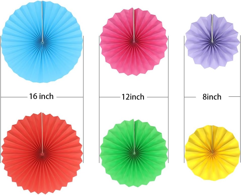 Colorful Hanging Paper Fans Decoration Round Pattern Paper Garlands Set for Party Birthday Wedding