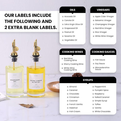 Molimoli Oil and Vinegar Dispenser with Metal Pour Spout, Weighted Pourer, Glass Bottle Dispenser