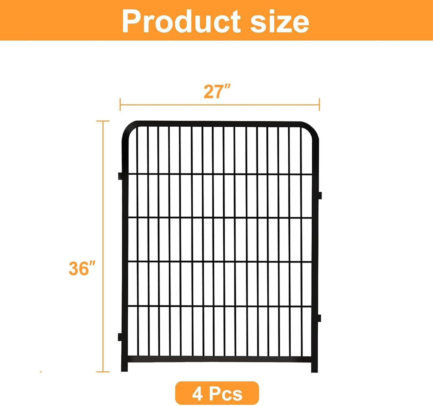 Garden Fencing 36 Inch High, 4 Panels Total 8.9 Ft(L) Dog Fence Outdoor for Yard, 4 One-Sided